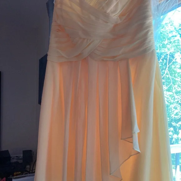 David's Bridal | Dresses | Bridesmaid Dress Strapless Canary Yellow Chiffon  | Poshmark